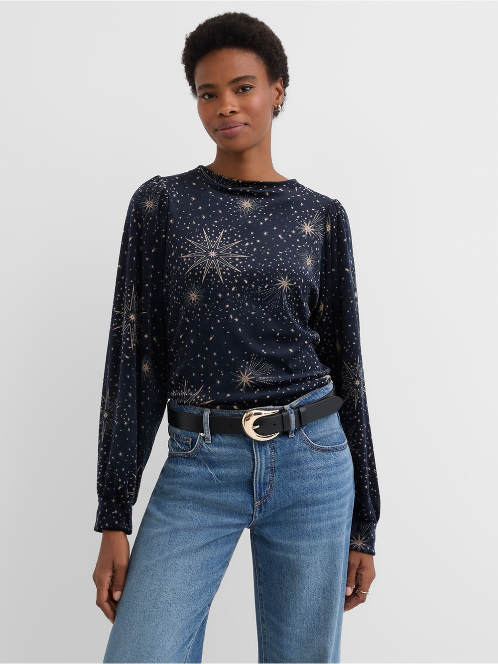 LOFT Starry Night Velour Sweatshirt S NWT